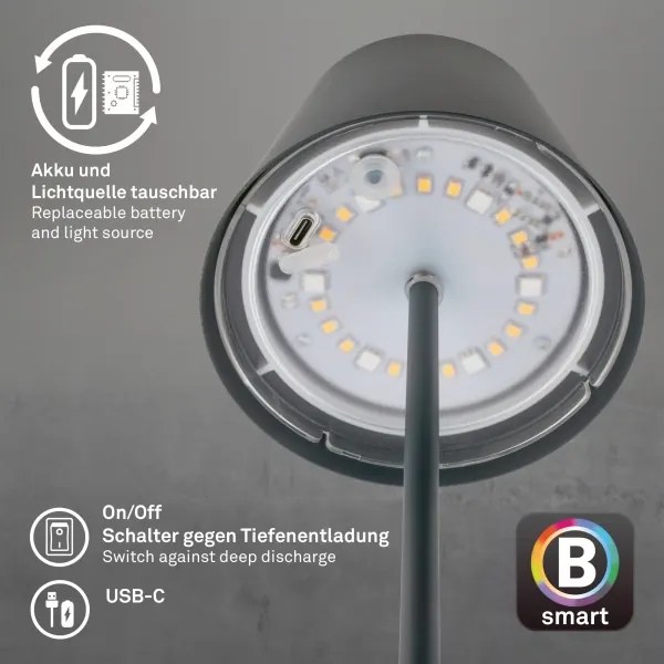 Briloner 7559015-LED Lampă de masă LED RGB COLORIS 3,5W/5V IP44 2000mAh Wi-Fi Tuya