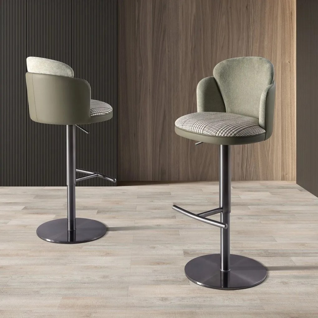 Scaun de bar pivotant cu inaltime reglabila Stool verde inchis