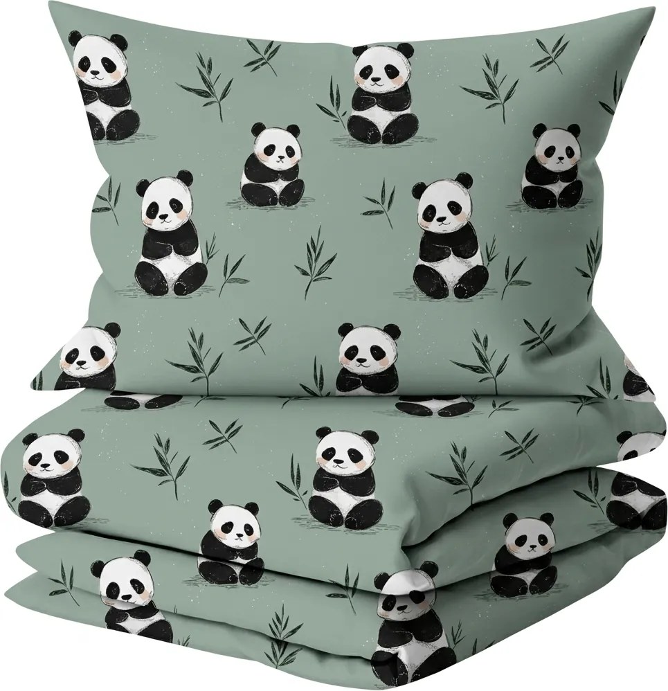 Set lenjerie de pat din microfibra PANDA RELAX mentol + husa pentru perna 50 x 70 cm GRATUIT