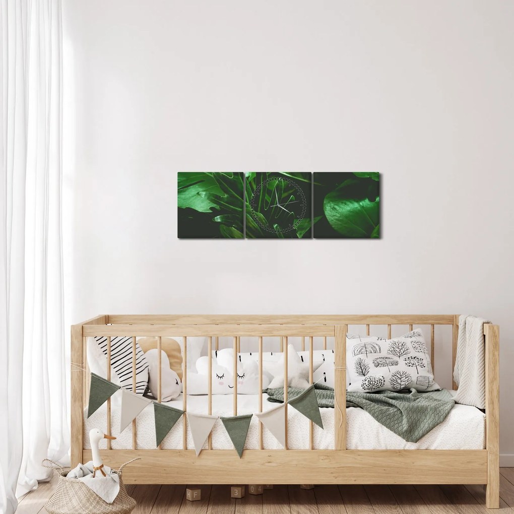 Tablou - Frunze de palmier (cu ceas) (90x30 cm)