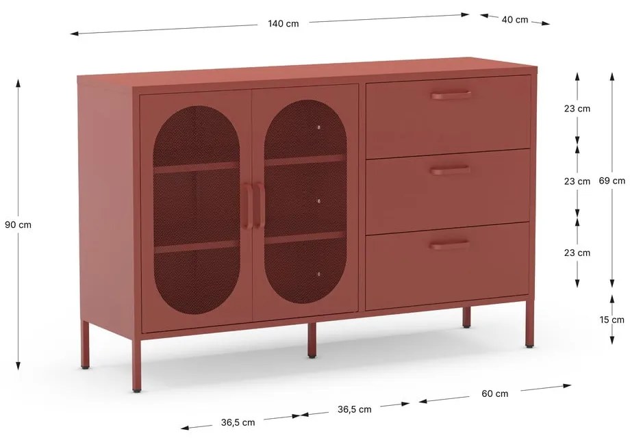 Comodă cărămizie 140x90 cm Diora – Marckeric