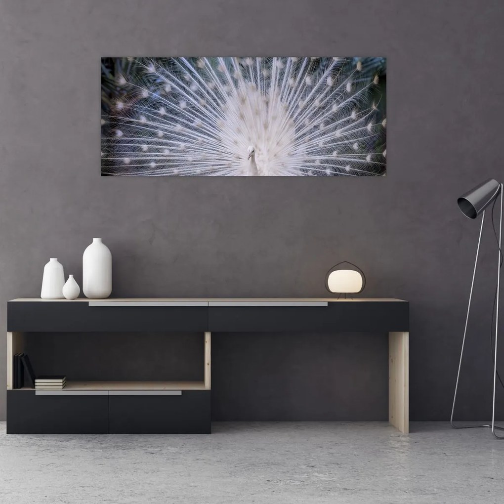 Tablou - Păun alb (120x50 cm)