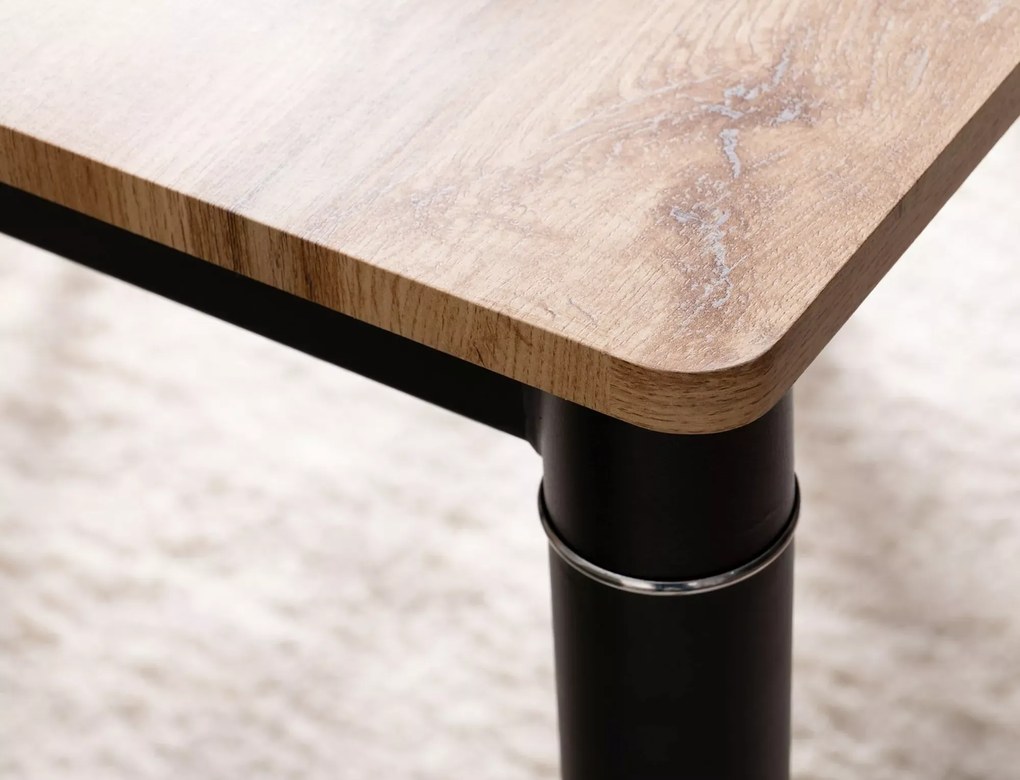 Masa de dining neagra DAMAR 100x60 cm, decor stejar artisan