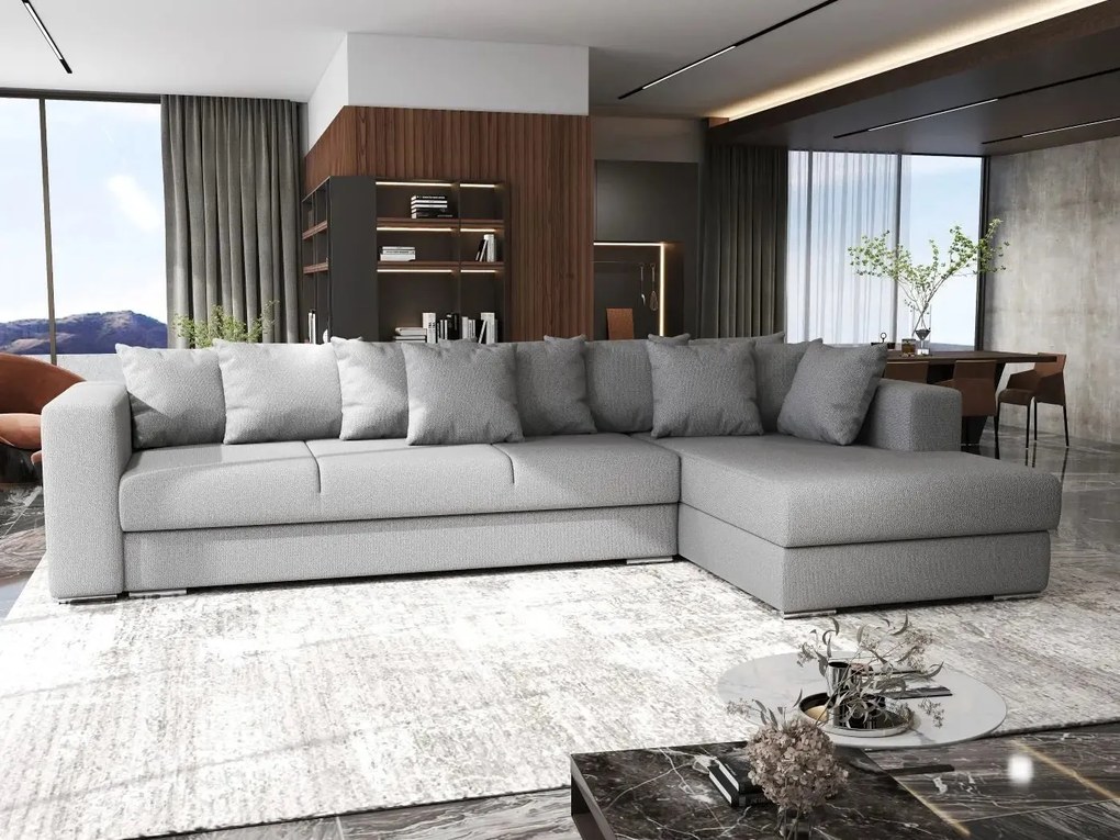 Colțar extensibil dumonde cu ladă de depozitare si sezut confortabil din spuma high-density, Gloria Enjoy Grey II 320x183 cm