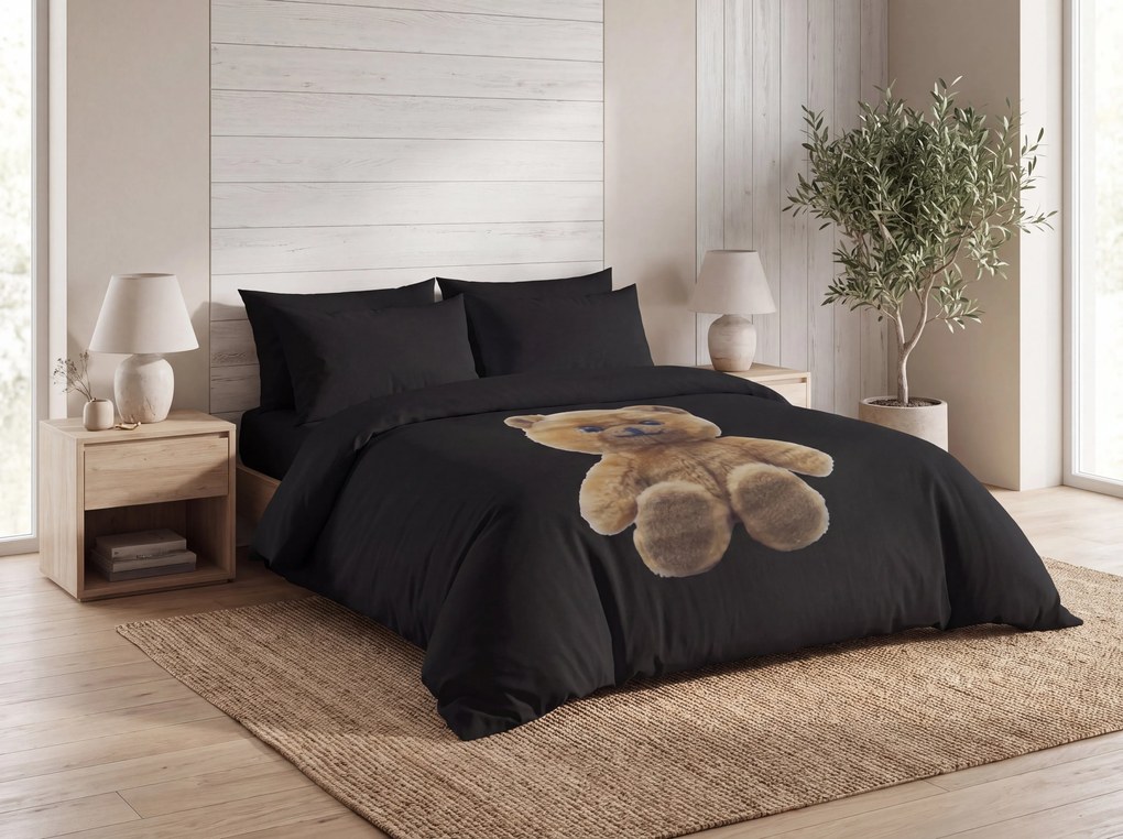 Lenjerie de pat din microfibra BRAVE TEDDY negru Dimensiune lenjerie de pat: 2 ks 60 x 70 cm | 240 x 200 cm