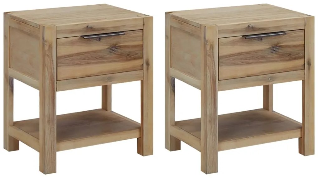 vidaXL Noptiere cu sertare, 2 buc., 40x30x48 cm, lemn masiv de acacia