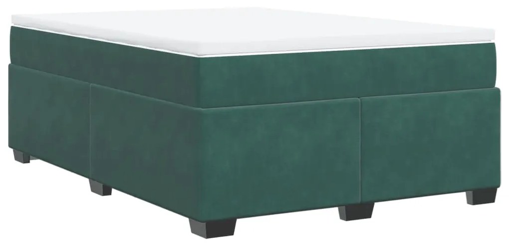 3285284 vidaXL Pat box spring cu saltea, verde închis, 140x190 cm, catifea