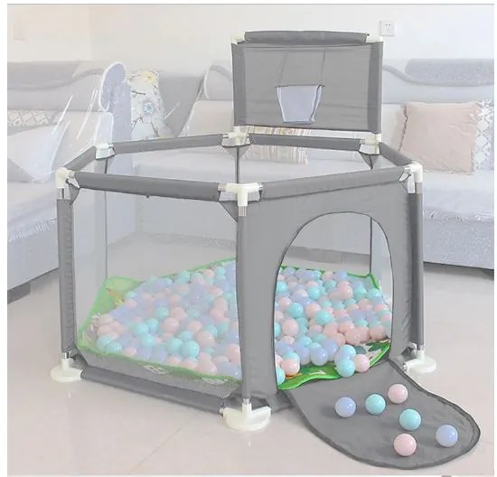 Țarc pentru copii cu mingi și coș 130x65x110cm GREY