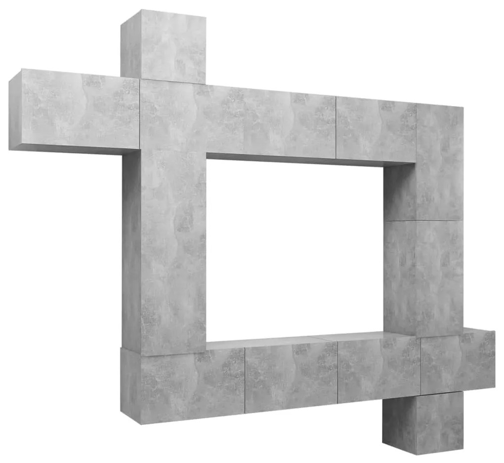 vidaXL Set de dulapuri TV, 9 piese, gri beton, lemn prelucrat