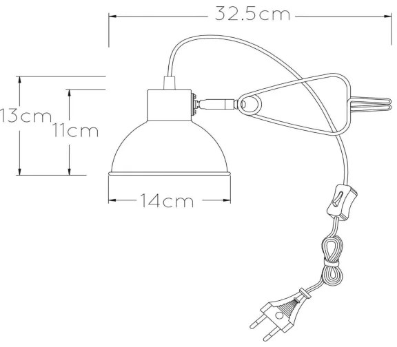 Lampă cu clemă Lucide 45987/01/30 MOYS 1xE27/40W/230V negru