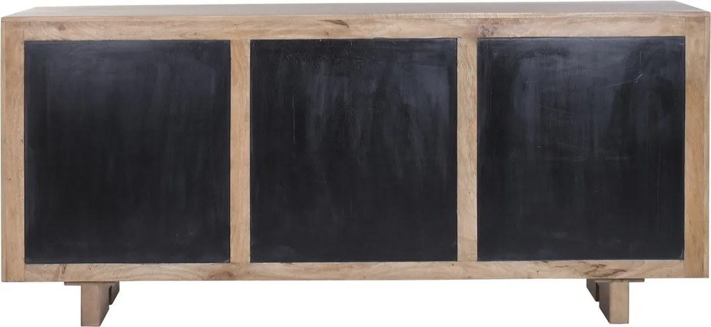 Bufet cu ratan împletit, din lemn de mango, maro, cu 6 uși, 3 rafturi și mânere verticale din lemn, 83 x 183 x 43 cm, „Salon”