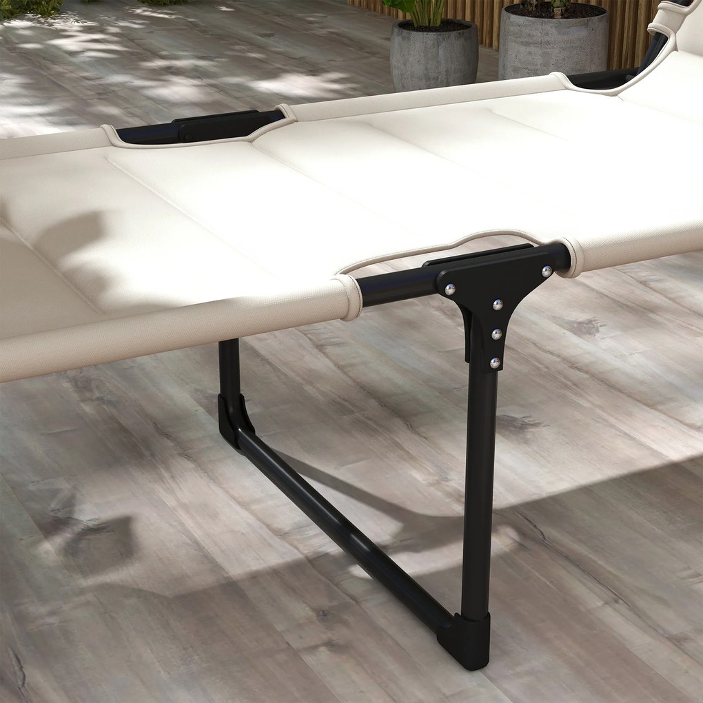 Outsunny Set de 2 șezlonguri pliabile confort sporit spătar parasolar reglabil multipoziții, crem | Aosom Romania