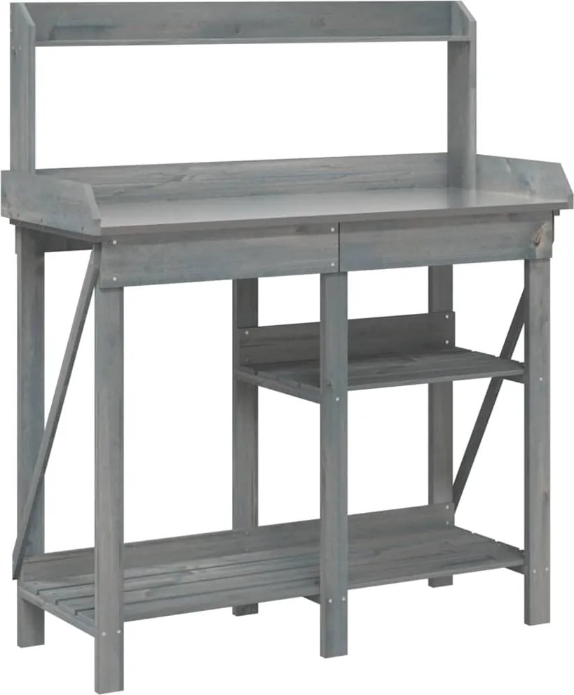 vidaXL Bancă cu spalier pentru plantare, gri, lemn masiv de brad