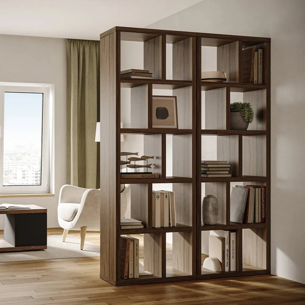 Bibliotecă în culoare naturală cu aspect de lemn de nuc 70x198 cm Berlin – TemaHome