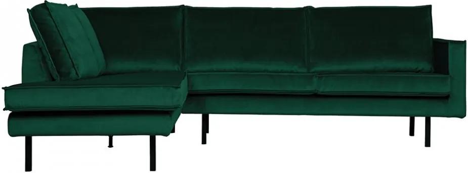 Canapea verde padure din catifea cu colt 266 cm Rodeo Left