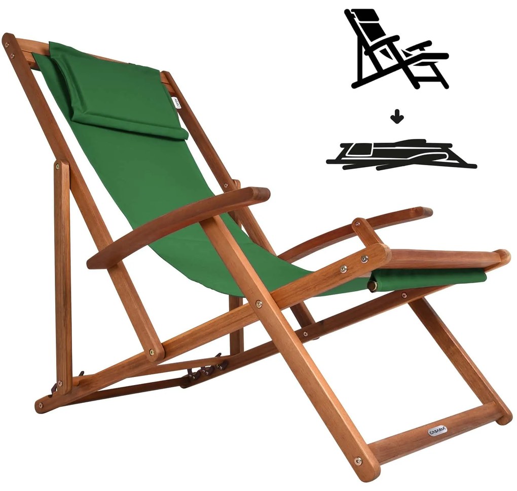 Șezlong de grădină SIENA, 65x87x102cm, verde Casaria