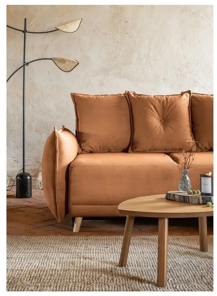 Colțar cărămiziu extensibil cu tapițerie din catifea reiată (colț variabil) Lazy Lukka – Miuform