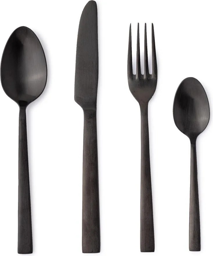 Tacâmuri negre din oțel inoxidabil 16 buc. pentru 4 persoane Hestia – Bizzotto