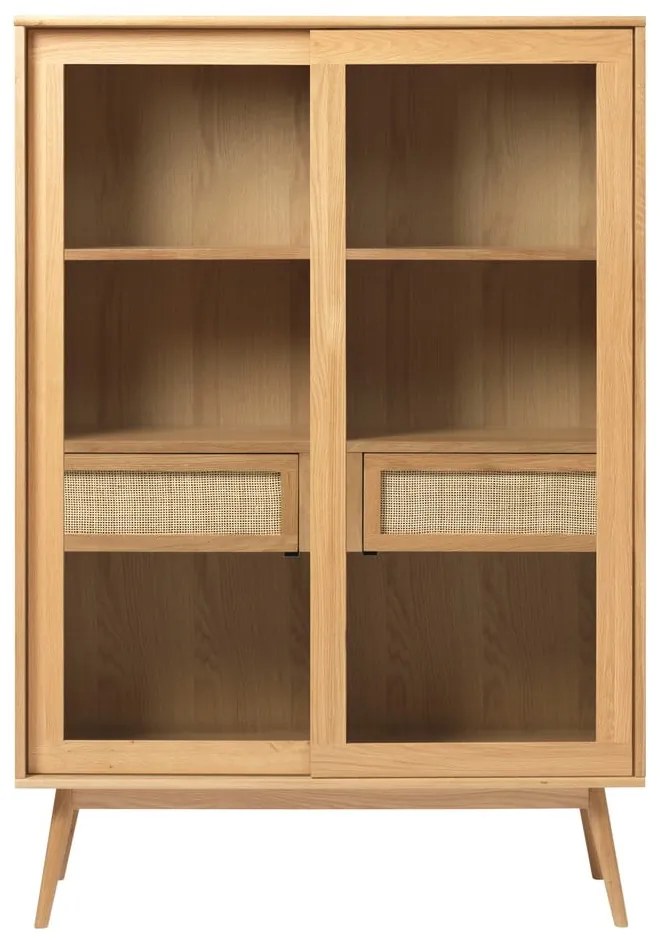 Vitrină în culoare naturală cu aspect de lemn de stejar cu ușă glisantă 110x160 cm Barrali – Unique Furniture