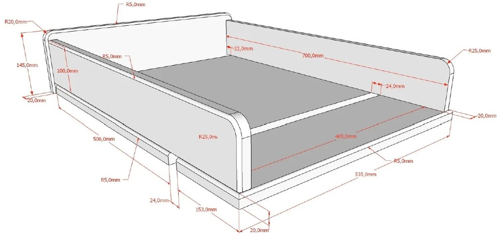 Masă de Înfășat/Extensie pentru comoda Forrest Beech, din Lemn Masiv de Fag, Alb – Vipack