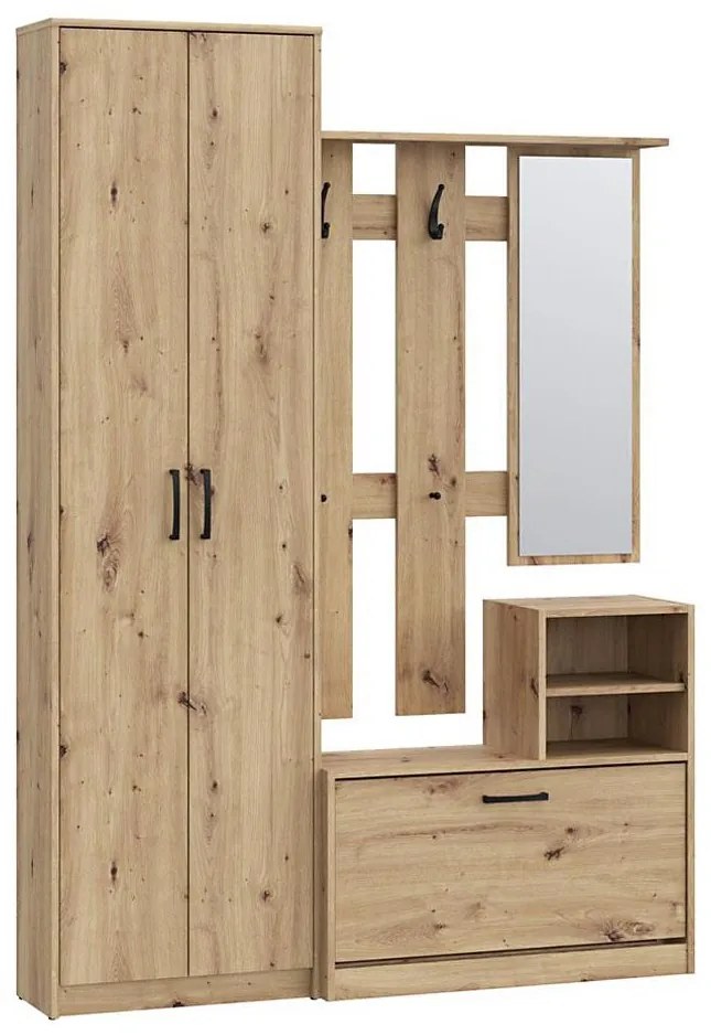 Panou pentru hol KAVI cu oglindă, stejar artisan