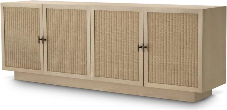 Comoda Design LUX, Lemn, Rattan, Borchard stejar albit