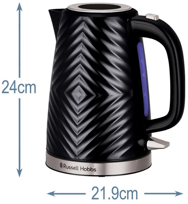 Resigilat: Cana electrica Russell Hobbs 26380-70, 2400 W, 1.7 L, Fierbere rapida, 3D Design, Negru