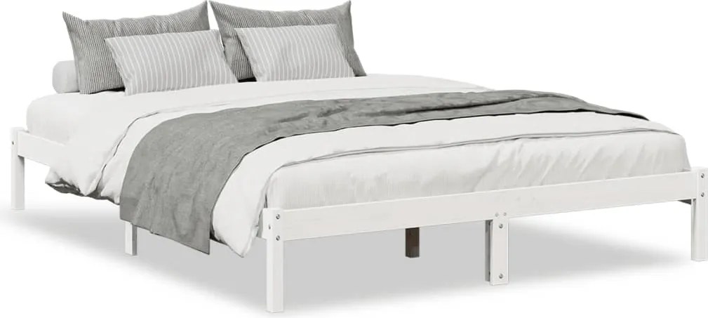 vidaXL Cadru pat foarte lung fără saltea alb 160x220 cm lemn masiv pin
