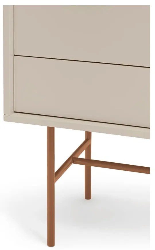 Comodă joasă cu ușă glisantă roșu cărămiziu-bej 140x91 cm Nube – Teulat