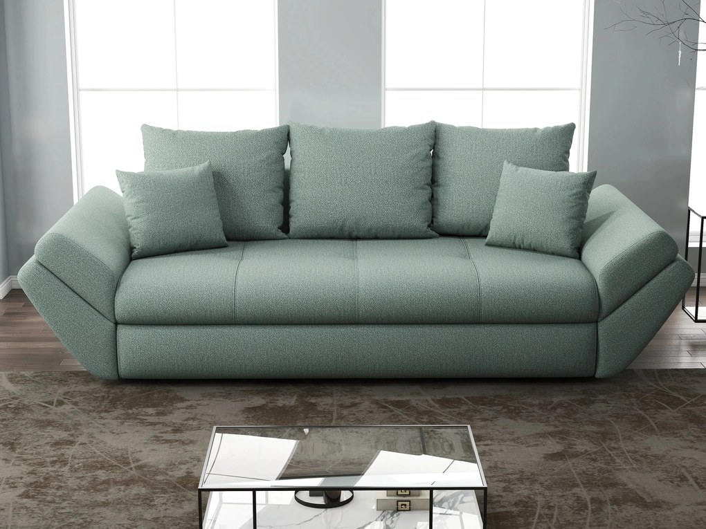 Canapea extensibilă dumonde cu ladă de depozitare si sezut confortabil din spuma high-density, Loana Enjoy Mint 250x100 cm