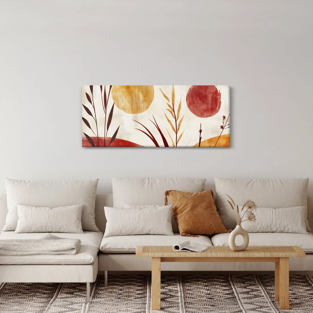 Tablou - Plante și cercuri (120x50 cm)
