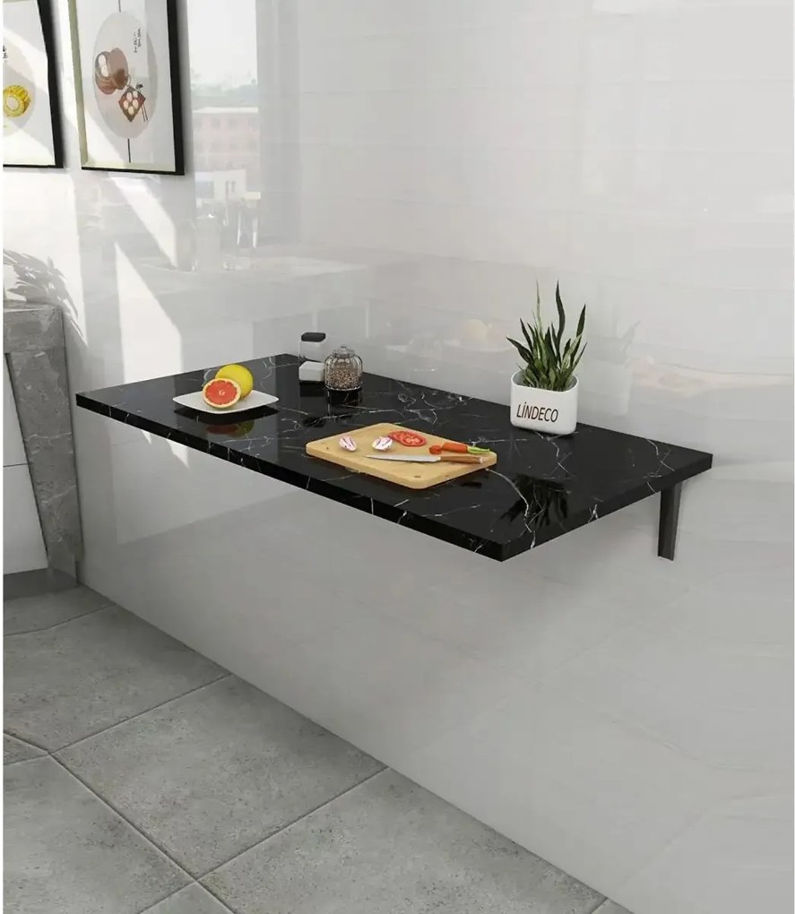 Masa rabatabila cu montaj pe perete, Homs,negru, 90X35 cm, 40086