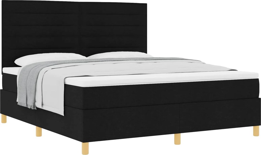 vidaXL Pat cu arcuri cu saltea Negru 180 x 200 cm țesătură