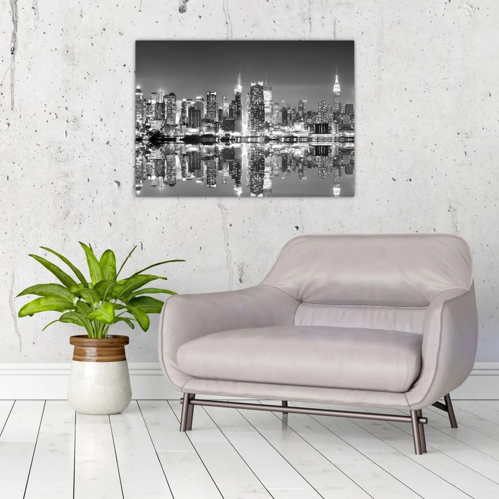 Tablou pe sticlă - New York, alb-negru (70x50 cm)