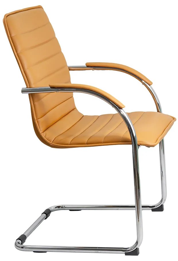 Scaun de așteptare bej OFF 835 din piele ecologică și cadru metalic rezistent