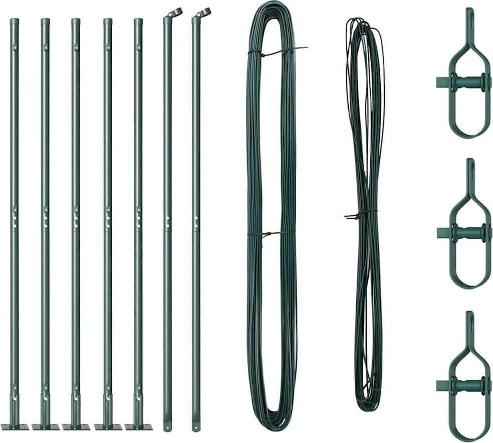 vidaXL Stâlp de gard. 7 pcs Verde Oțel