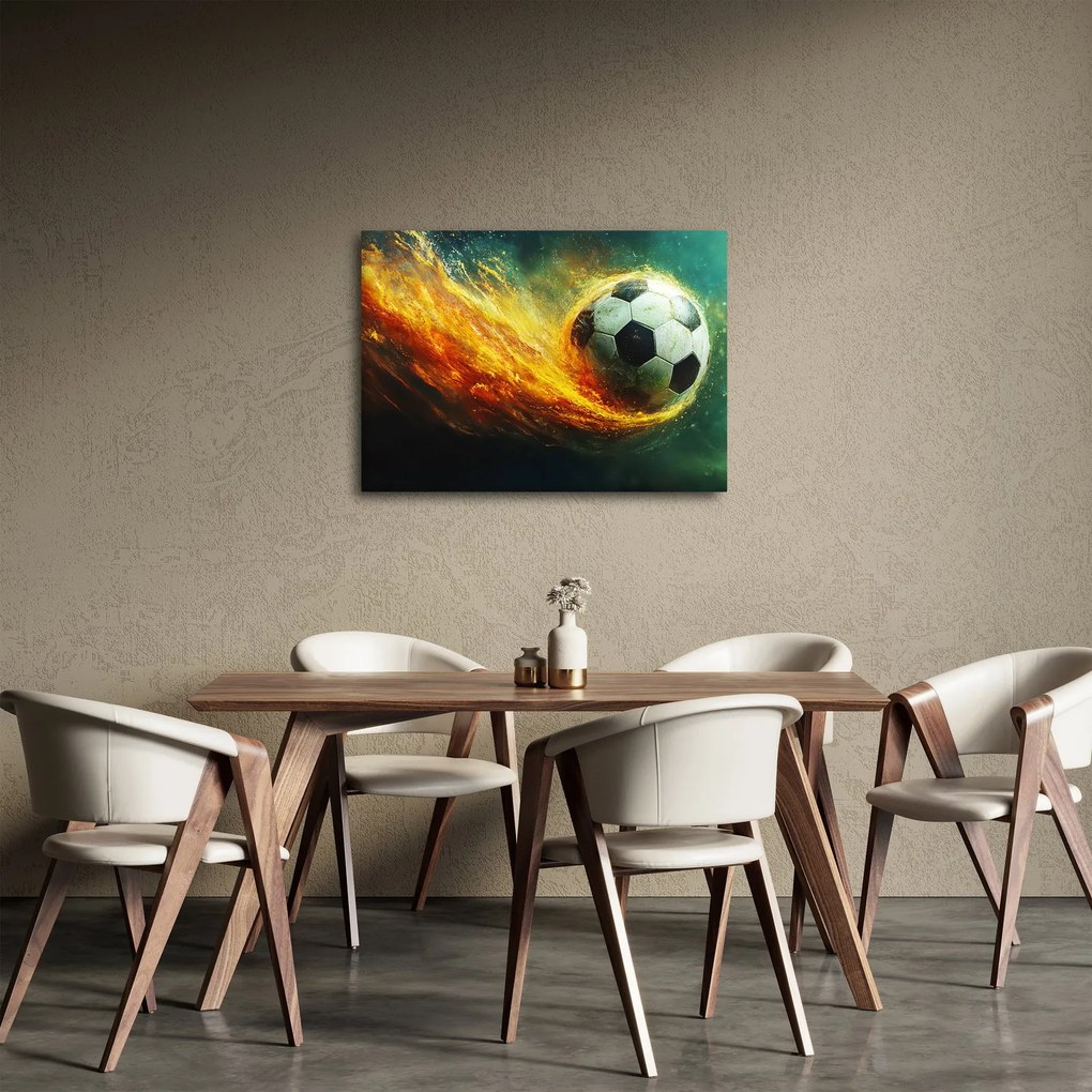 Tablou - Minge de Fotbal în Zbor (70x50 cm)