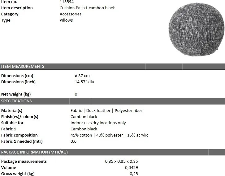 Perna decorativa LUX Palla L, cambon negru 115594 HZ