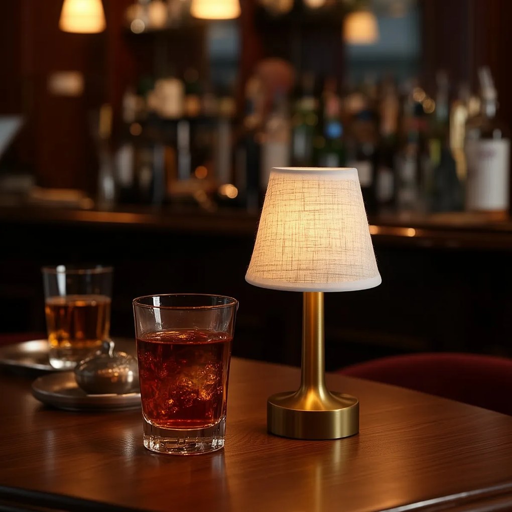 Set de 2 lămpi de masă aurii cu bej RGBW reîncărcabile - Elise