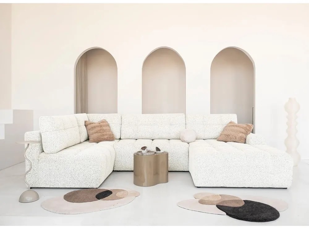 Colțar modular crem extensibil/cu spațiu de depozitare (cu colț pe partea stângă) Lulu – Miuform