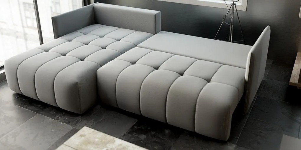 Colțar extensibil dumonde cu ladă de depozitare si sezut confortabil din spuma high-density, Malta Royal Grey 235x185 cm