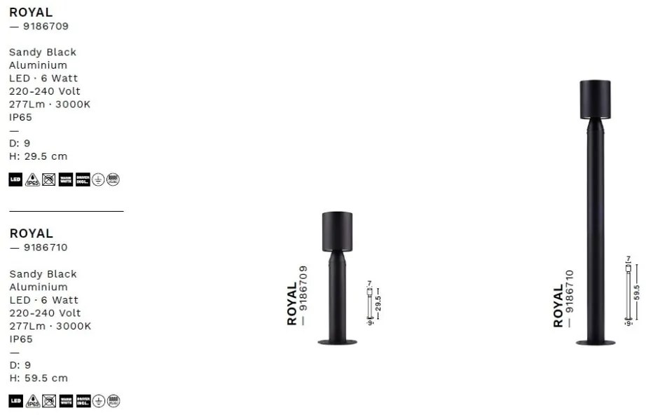 Mini Stalp LED iluminat exterior modern IP65 Royal H-29,5CM