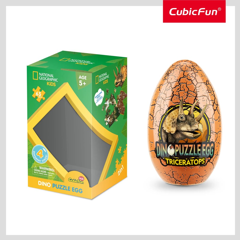 CUBIC FUN - PUZZLE IN CUTIE TRICERATOPS 63 PIESE - CUBIC FUN (CUDS1042h)