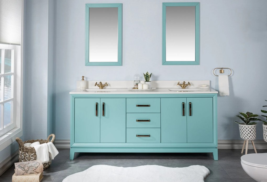 Set mobilier de baie (3 piese) Michigan 72 - Turquoise, Turcoaz, 180x86x54 cm