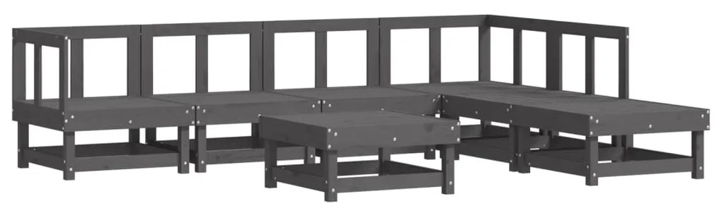 3186405 vidaXL Set mobilier de grădină, 7 piese, gri, lemn masiv de pin
