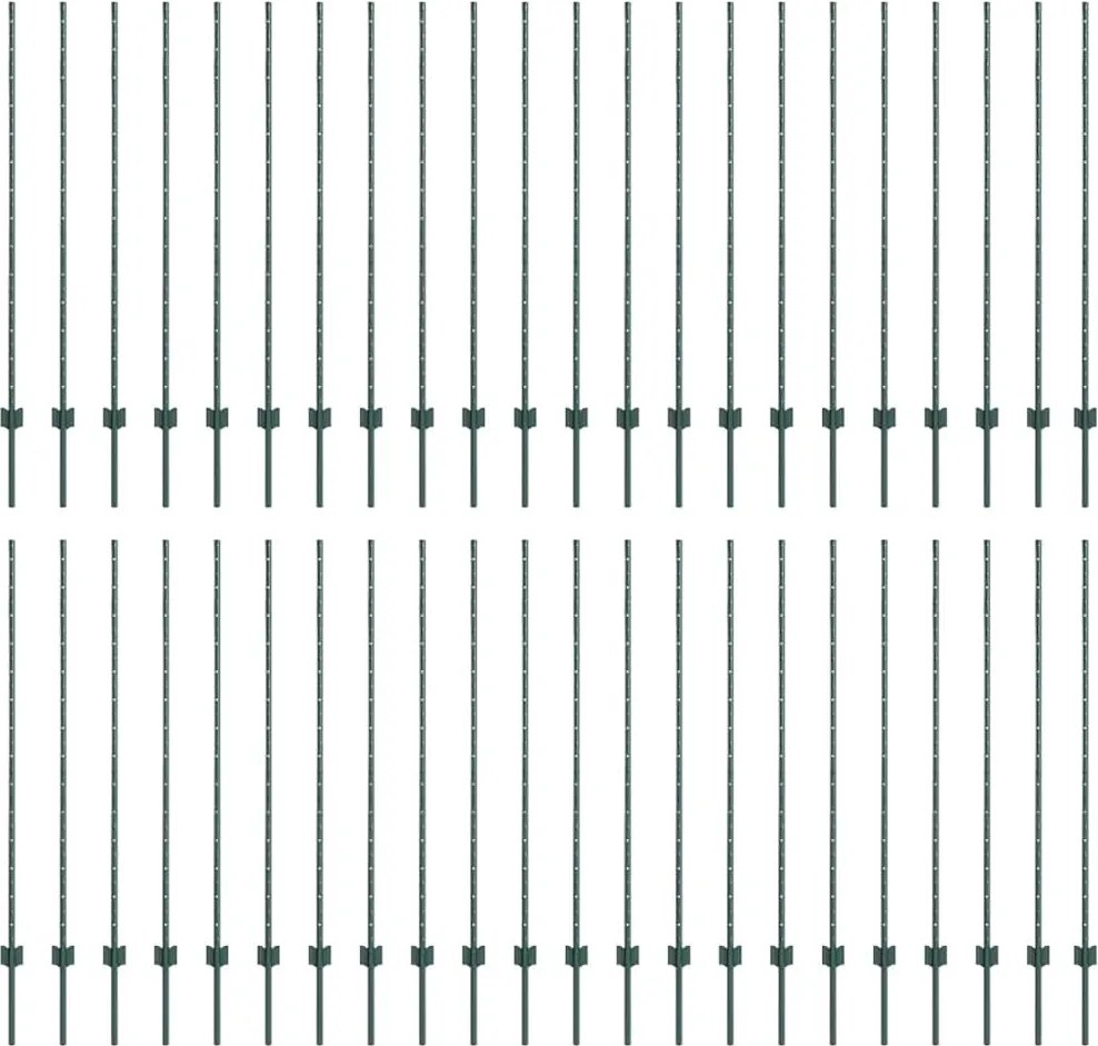 vidaXL Stâlp de gard. 44 pcs Verde 180 cm Oțel