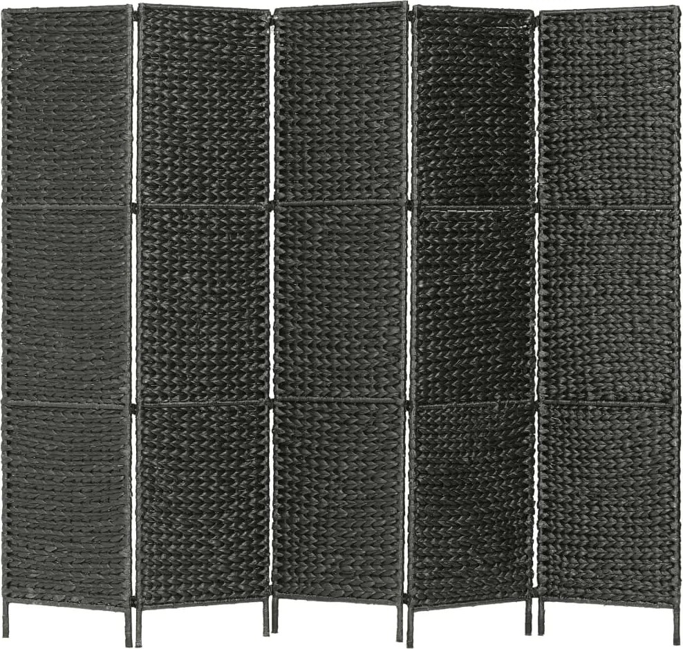 vidaXL Paravan cameră cu 5 panouri, negru, 193x160 cm, zambilă de apă