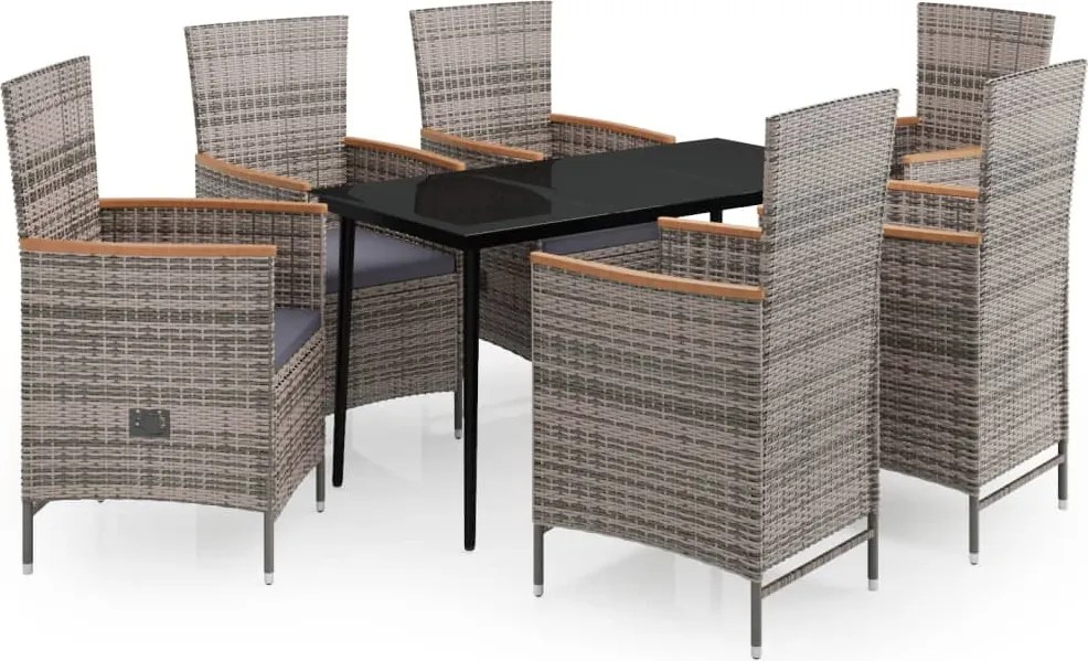 vidaXL Set mobilier pentru grădină cu perne, 7 piese, gri