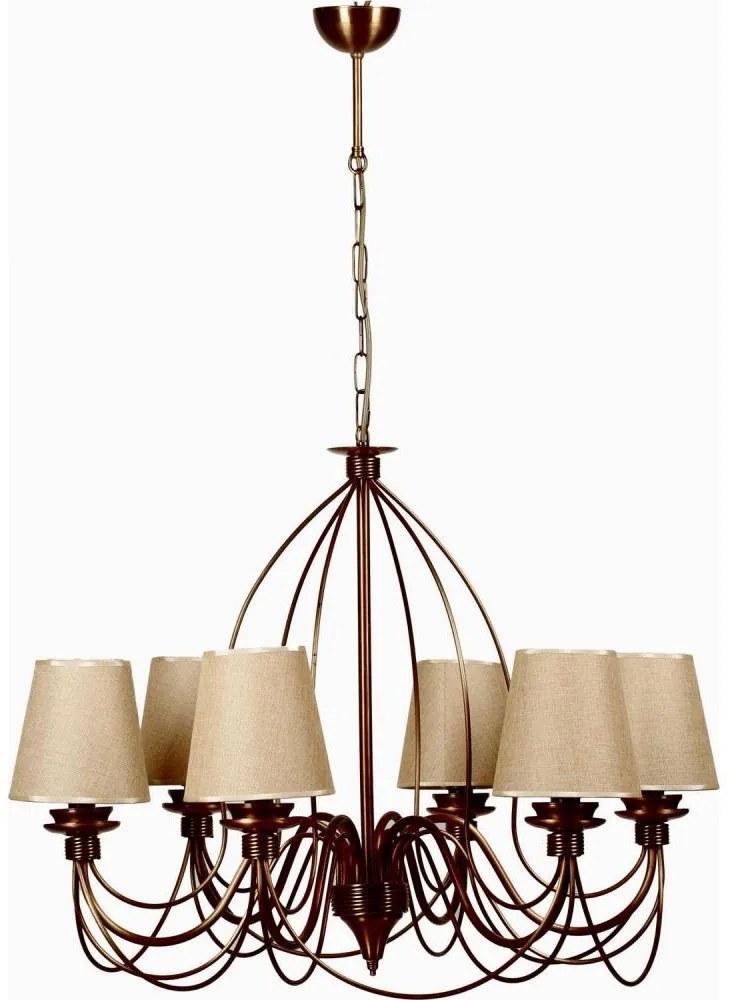 Candelabru pe lanț CLASSIC 6xE14/40W/230V bronz/bej