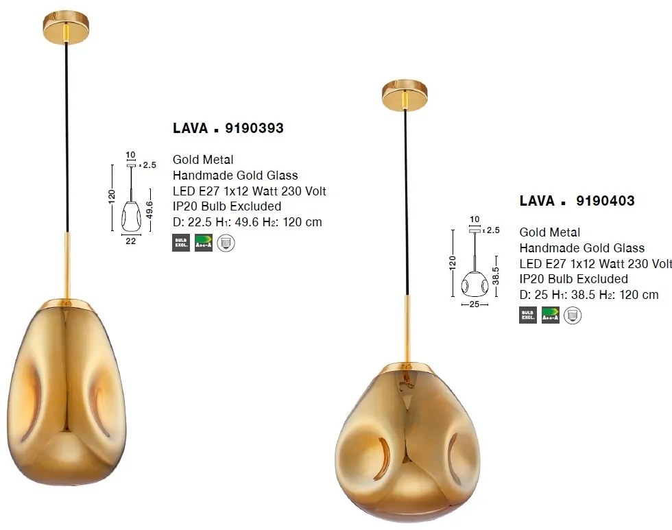 Lustra / Pendul design modern decorativ Lava auriu NVL-9190403